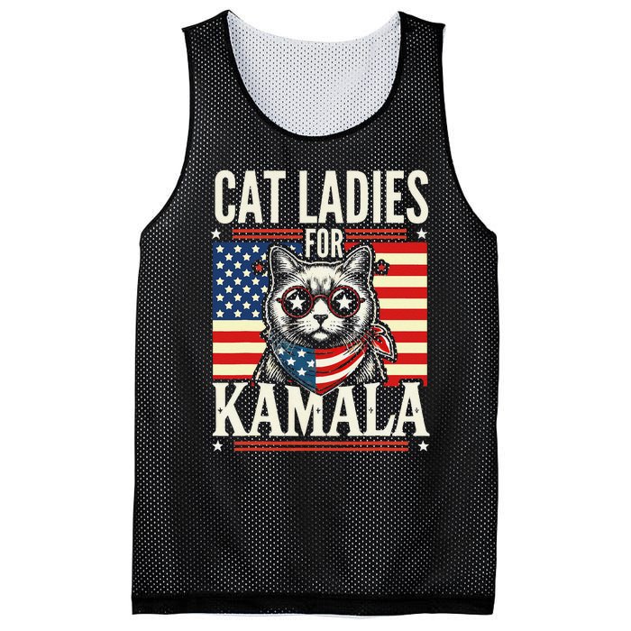 Cat Ladies For Kamala Cat 2024 President Harris Retro Mesh Reversible Basketball Jersey Tank