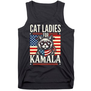 Cat Ladies For Kamala Cat 2024 President Harris Retro Tank Top