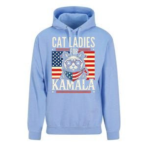 Cat Ladies For Kamala Cat 2024 President Harris Retro Unisex Surf Hoodie