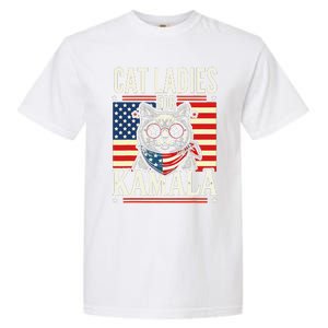 Cat Ladies For Kamala Cat 2024 President Harris Retro Garment-Dyed Heavyweight T-Shirt