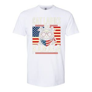 Cat Ladies For Kamala Cat 2024 President Harris Retro Softstyle CVC T-Shirt