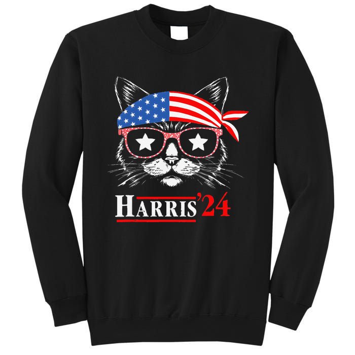 Cat Ladies For Kamala Funny Cat 2024 President Kamala Harris Sweatshirt