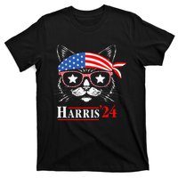 Cat Ladies For Kamala Funny Cat 2024 President Kamala Harris T-Shirt