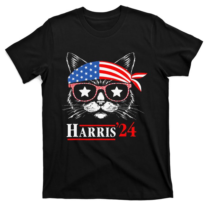 Cat Ladies For Kamala Funny Cat 2024 President Kamala Harris T-Shirt