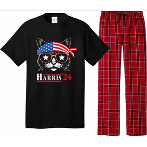 Cat Ladies For Kamala Funny Cat 2024 President Kamala Harris Pajama Set