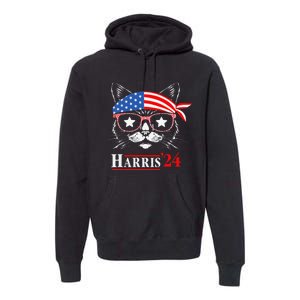 Cat Ladies For Kamala Funny Cat 2024 President Kamala Harris Premium Hoodie