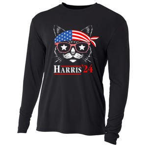 Cat Ladies For Kamala Funny Cat 2024 President Kamala Harris Cooling Performance Long Sleeve Crew