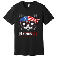 Cat Ladies For Kamala Funny Cat 2024 President Kamala Harris Premium T-Shirt