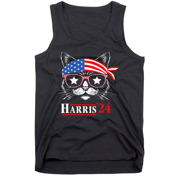 Cat Ladies For Kamala Funny Cat 2024 President Kamala Harris Tank Top