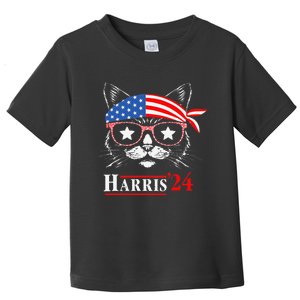 Cat Ladies For Kamala Funny Cat 2024 President Kamala Harris Toddler T-Shirt