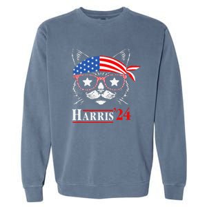 Cat Ladies For Kamala Funny Cat 2024 President Kamala Harris Garment-Dyed Sweatshirt