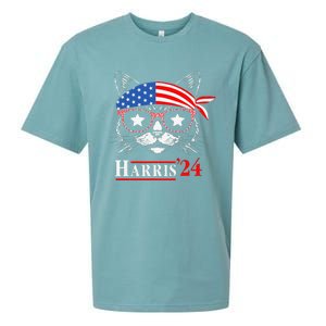 Cat Ladies For Kamala Funny Cat 2024 President Kamala Harris Sueded Cloud Jersey T-Shirt