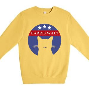 Cat Ladies For Kamala Funny Cat 2024 President Kamala Harris Premium Crewneck Sweatshirt