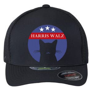 Cat Ladies For Kamala Funny Cat 2024 President Kamala Harris Flexfit Unipanel Trucker Cap