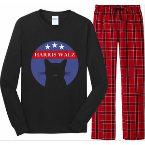 Cat Ladies For Kamala Funny Cat 2024 President Kamala Harris Long Sleeve Pajama Set