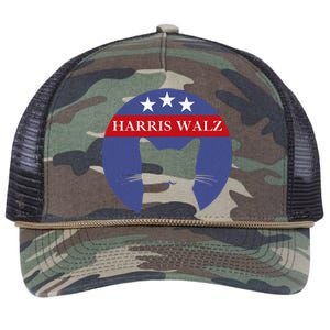 Cat Ladies For Kamala Funny Cat 2024 President Kamala Harris Retro Rope Trucker Hat Cap