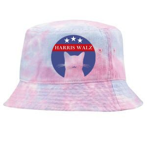 Cat Ladies For Kamala Funny Cat 2024 President Kamala Harris Tie-Dyed Bucket Hat