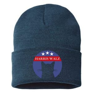 Cat Ladies For Kamala Funny Cat 2024 President Kamala Harris Sustainable Knit Beanie