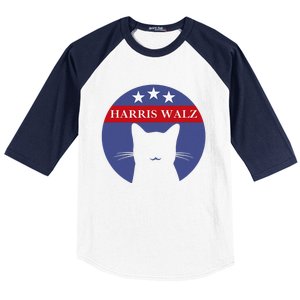 Cat Ladies For Kamala Funny Cat 2024 President Kamala Harris Baseball Sleeve Shirt