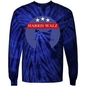 Cat Ladies For Kamala Funny Cat 2024 President Kamala Harris Tie-Dye Long Sleeve Shirt