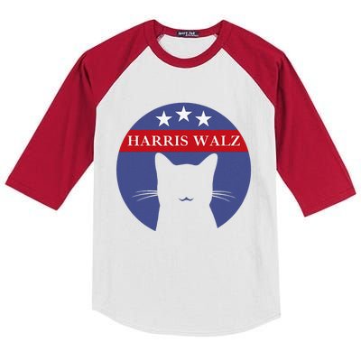 Cat Ladies For Kamala Funny Cat 2024 President Kamala Harris Kids Colorblock Raglan Jersey