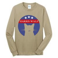 Cat Ladies For Kamala Funny Cat 2024 President Kamala Harris Tall Long Sleeve T-Shirt