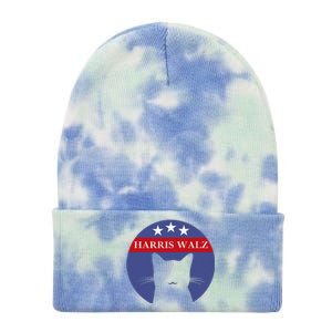 Cat Ladies For Kamala Funny Cat 2024 President Kamala Harris Tie Dye 12in Knit Beanie