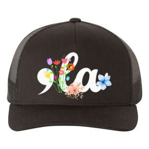 Comma La Floral Kamala Harris President 2024 Coma La Flowers Yupoong Adult 5-Panel Trucker Hat