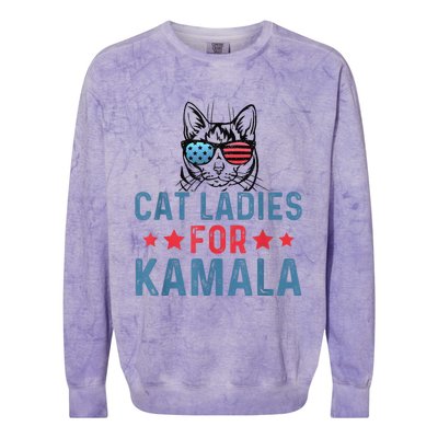 Cat Ladies For Kamala Funny Cat 2024 President Kamalaharris Colorblast Crewneck Sweatshirt