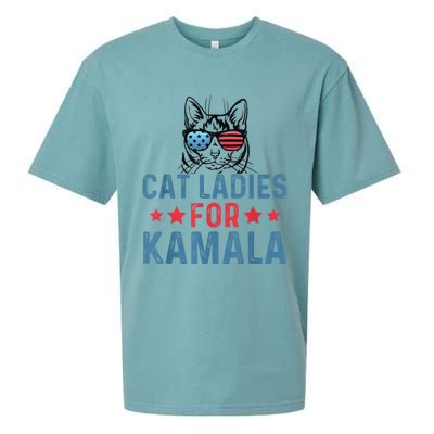 Cat Ladies For Kamala Funny Cat 2024 President Kamalaharris Sueded Cloud Jersey T-Shirt