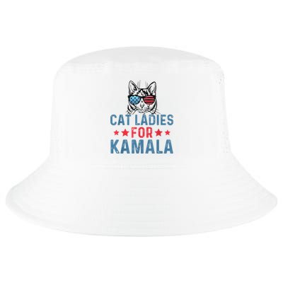 Cat Ladies For Kamala Funny Cat 2024 President Kamalaharris Cool Comfort Performance Bucket Hat