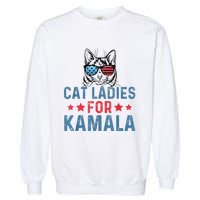 Cat Ladies For Kamala Funny Cat 2024 President Kamalaharris Garment-Dyed Sweatshirt