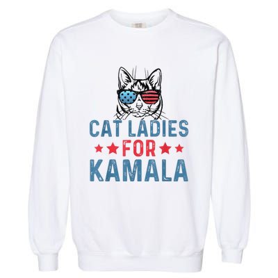 Cat Ladies For Kamala Funny Cat 2024 President Kamalaharris Garment-Dyed Sweatshirt