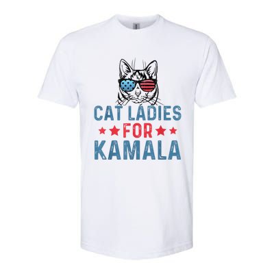 Cat Ladies For Kamala Funny Cat 2024 President Kamalaharris Softstyle® CVC T-Shirt