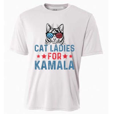 Cat Ladies For Kamala Funny Cat 2024 President Kamalaharris Cooling Performance Crew T-Shirt