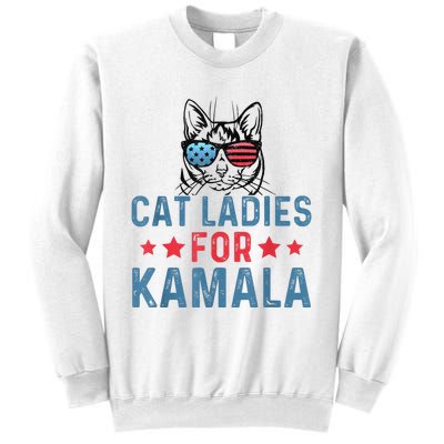 Cat Ladies For Kamala Funny Cat 2024 President Kamalaharris Sweatshirt