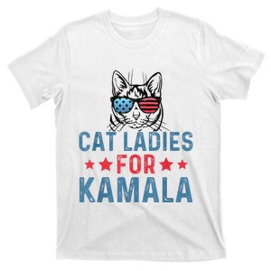 Cat Ladies For Kamala Funny Cat 2024 President Kamalaharris T-Shirt