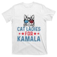 Cat Ladies For Kamala Funny Cat 2024 President Kamalaharris T-Shirt