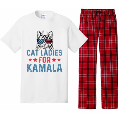 Cat Ladies For Kamala Funny Cat 2024 President Kamalaharris Pajama Set