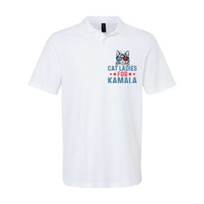 Cat Ladies For Kamala Funny Cat 2024 President Kamalaharris Softstyle Adult Sport Polo