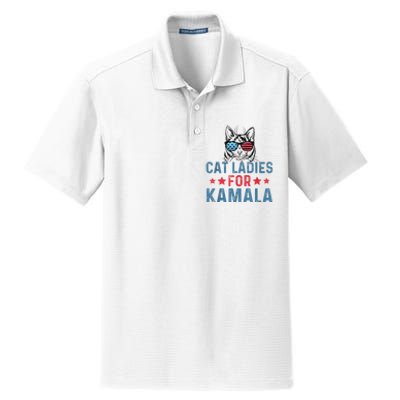 Cat Ladies For Kamala Funny Cat 2024 President Kamalaharris Dry Zone Grid Polo