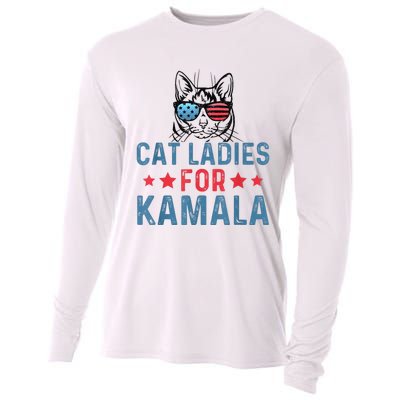 Cat Ladies For Kamala Funny Cat 2024 President Kamalaharris Cooling Performance Long Sleeve Crew