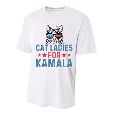 Cat Ladies For Kamala Funny Cat 2024 President Kamalaharris Performance Sprint T-Shirt