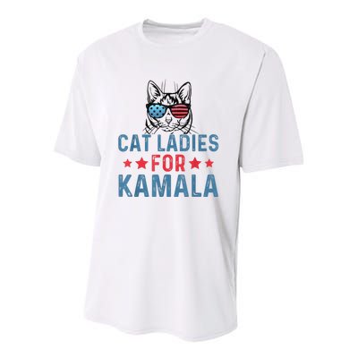 Cat Ladies For Kamala Funny Cat 2024 President Kamalaharris Youth Performance Sprint T-Shirt