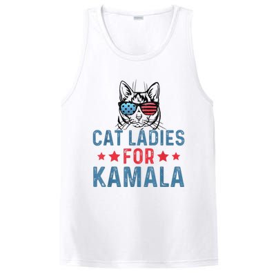 Cat Ladies For Kamala Funny Cat 2024 President Kamalaharris PosiCharge Competitor Tank