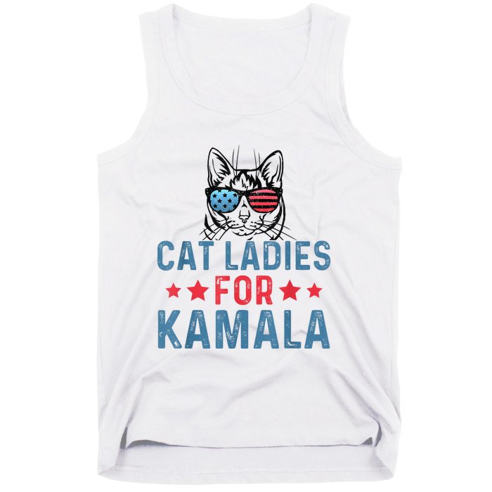 Cat Ladies For Kamala Funny Cat 2024 President Kamalaharris Tank Top