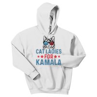 Cat Ladies For Kamala Funny Cat 2024 President Kamalaharris Kids Hoodie