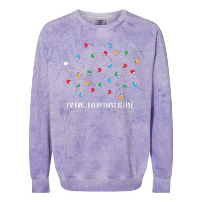 Christmas Light Funny Messy Im Fine Everything Is Fine Colorblast Crewneck Sweatshirt