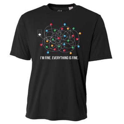 Christmas Light Funny Messy Im Fine Everything Is Fine Cooling Performance Crew T-Shirt