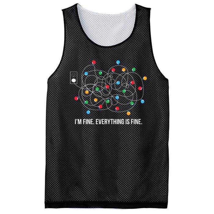 Christmas Light Funny Messy Im Fine Everything Is Fine Mesh Reversible Basketball Jersey Tank